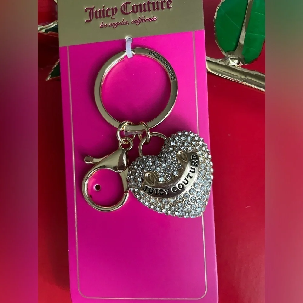 Juicy Couture Keychain,Juicy Couture Gold Heart Keychain.